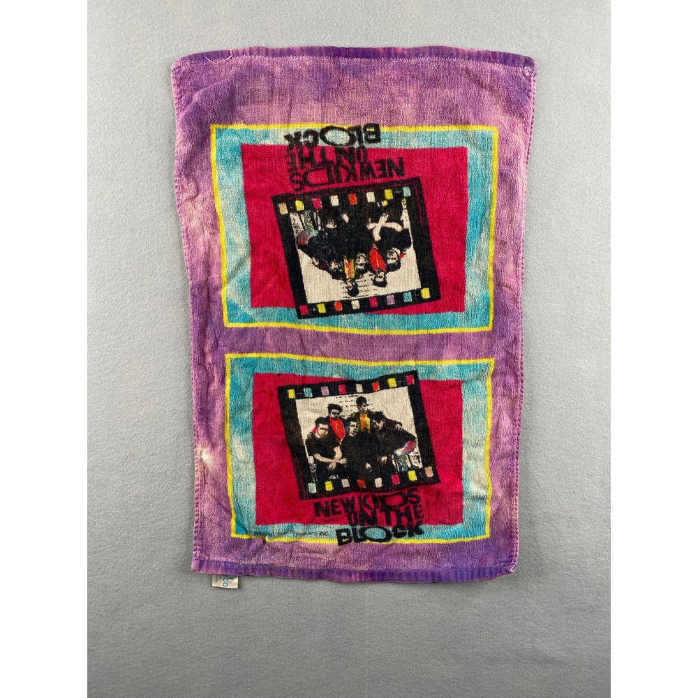 Vintage 1990 New Kids on the Block NKOTB Tie Dye Hand Towel 90s Boy Band Merch